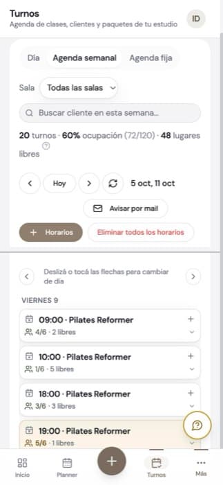 Agenda de m·app en el celular